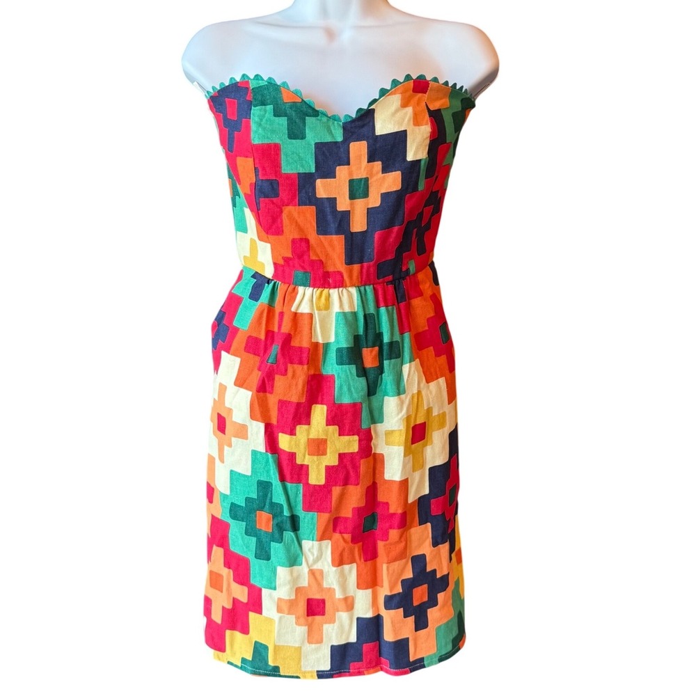 Judith March Mexican Etches Strapless Dress Sz Medium New With Tag Made In USA